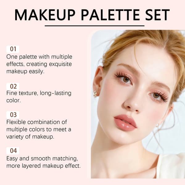 Makeup Palet Sæt: Ansigtsmakeup, Konturmakeup, Setting Makeup, Øjenskygge, Concealer, Let Makeup, Nude Makeup (3-delt sæt)