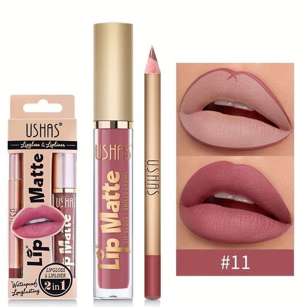 Lipgloss + læbeblyant + læbefarve + læbestift + langtidsholdbar læbepomade CS424A+B