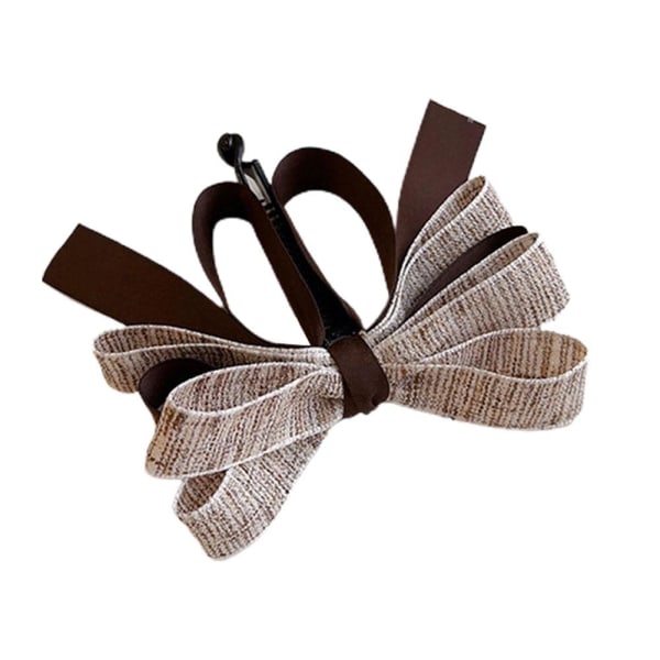 Bow Banana Clip, Elegant Vertical Ponytail Claw Clip, Bowknot Po coffee one-size