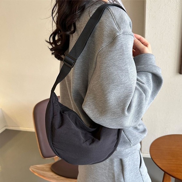 Nylon Messenger Bag för Kvinnor - Trendig Dumpling Bag i Lätt Vikt white 1size