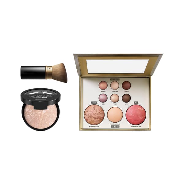 Makeup-palettset för vardagslook - Highlighter, ögonskugga, rouge + konturering
