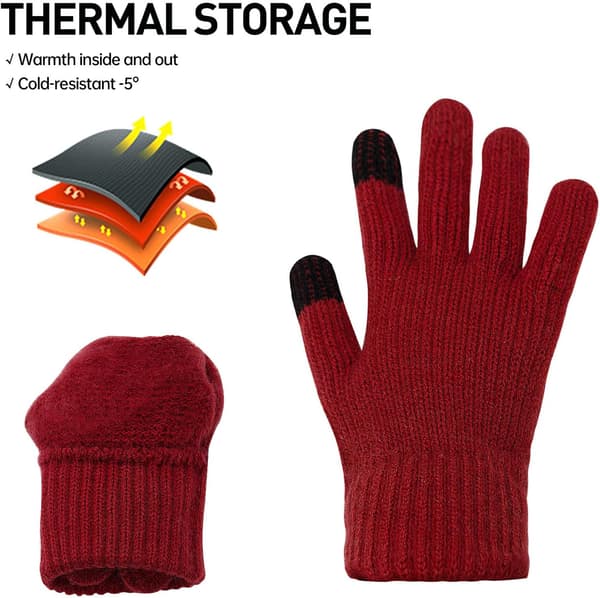 Langærmede vinterhandsker, unisex, varme, skridsikre, touchscreen vinterhandsker, strikkede varme handsker, forede elastiske handsker