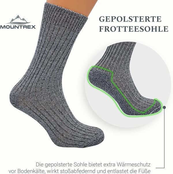 Norska ullstrumpor, vintervarma strumpor (5 par) - unisex, kolgrå, storlekar 43-46 (EU)