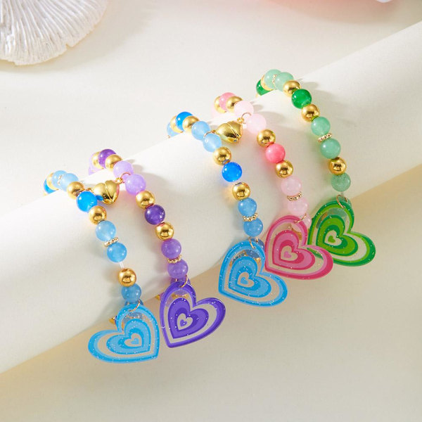 Handvävt Färgglatt Armband med Resin- och Glaspärlor Kärlek Vänskap Pararmband W0C8 A 3pcs