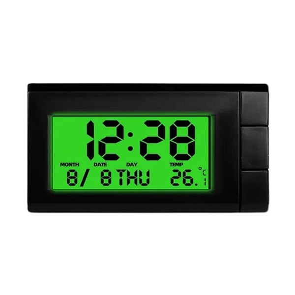 GHRYTY 2 i 1 Digital Biltermometer Klocka, Mini Digital Klocka för Bilinstrumentbräda, Elektroniska Klockor med Fäste, Universal LCD för Fordon  green 1pcs