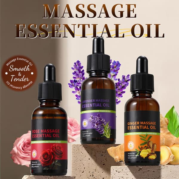 Aromaterapi Eteriska Oljor Trio - Lavendel, Ros, Ingefäraolja 30ml för Diffuser, Massage & Kropp Lavendel En Storlek