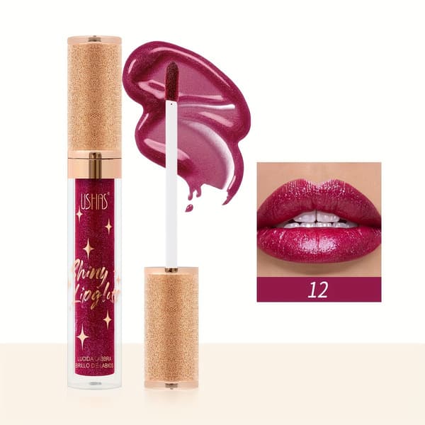 Flydende læbeglans, læbefarve, læbemudder, læbestift, læbepomade, spejlblank læbestift, makeup LG2582B