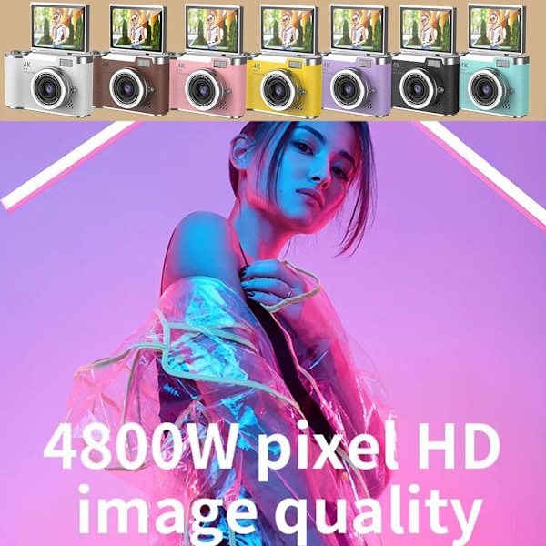 4K Digitalkamera för Fotografering Autofokus, Portabel Retro Kamera Pink 1 set