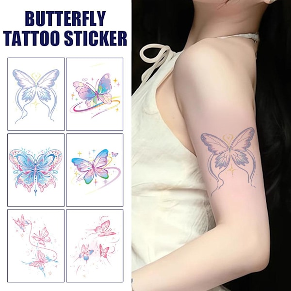 Färgglada Tatueringsdekaler Fjäril Vattentät Långvarig Söt  QA-093 1pcs