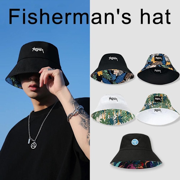Modetryck Bredbrättad Hinkhatt Dam Herr Koreanska Bokstäver Broderi Black2  57-60cm