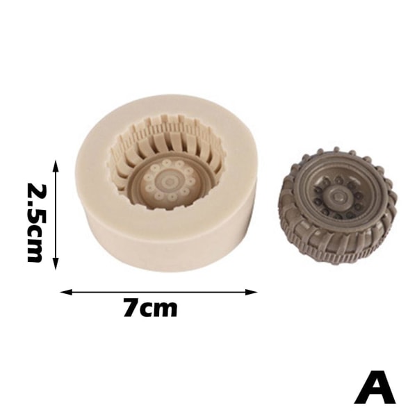 Bil Däck Silikonform Bil Traktor Motorcykel Fondant Tårta beigeD 3.9*3.9*1.4CM