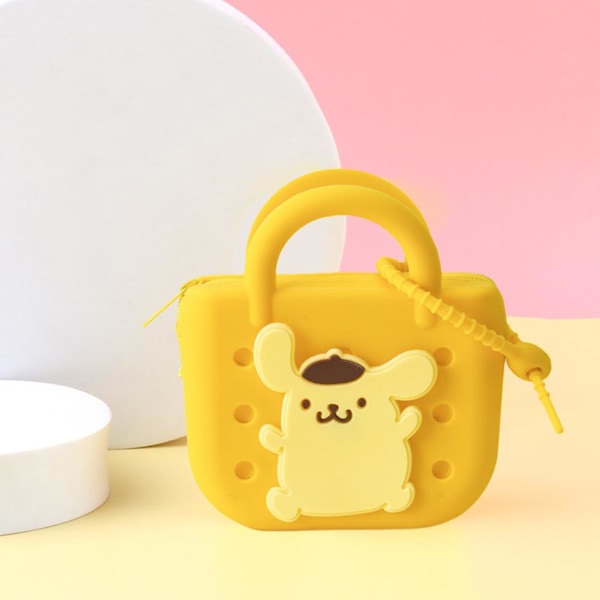 Mini-plånbok för kvinnor i silikon, myntväska, telefonförvaring, hål, nyckel, gör-det-själv, tecknad väska A1n6 Yellow One size