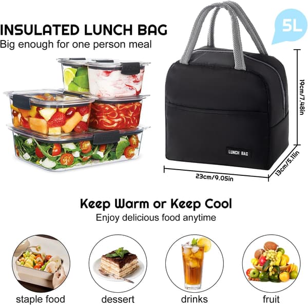 Isolerade lunchväskor för pojkar, flickor och barn - Återanvändbara isolerade matväskor med läckagesäkert foder och ispåsar, perfekta för arbete, skola, picknick