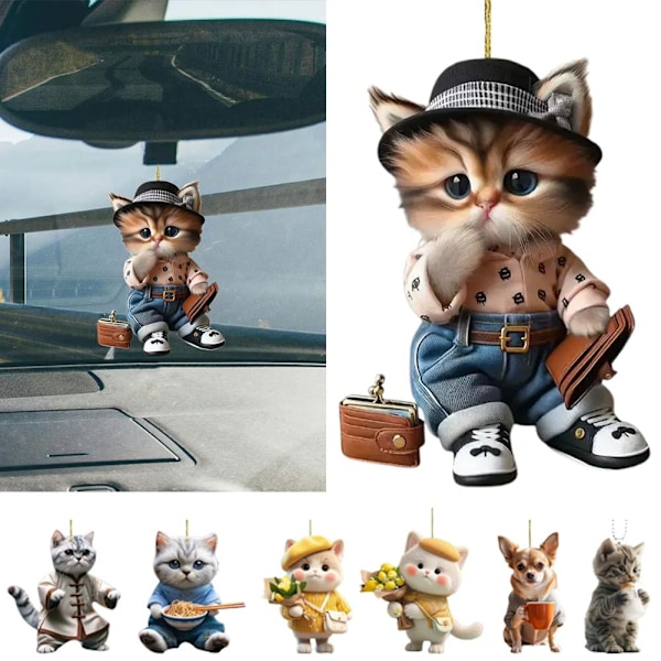 RYGRZJ Söt Katt Bil Hängande Ornament - Akryl Bil Backspegel E One size