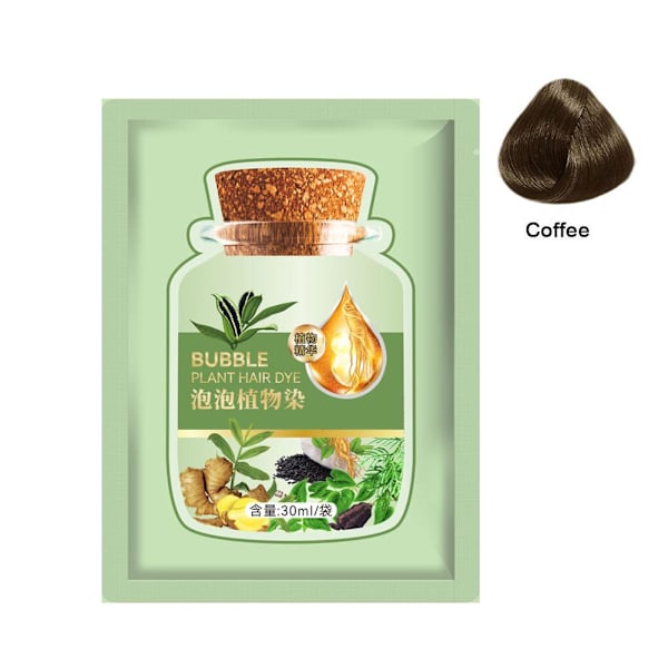 30 ml Naturlig Växtbaserad Hårfärg, Rent Växtbaserat Extrakt För Grått Hår❀. Bubbla Y9T4 coffee 30ml