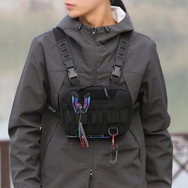 Fiskeväska Fiskebröstväska Män Taktiska Väskor Vattentät Molle Nylon Ryggsäck⊙ Black Below 20L