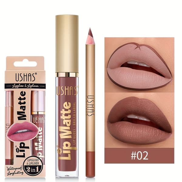 Lipgloss + lipliner + leppefarge + leppestift + langvarig leppepomade CS424A+B
