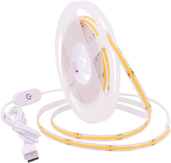 Dimbar COB LED-list med dimmerbrytare - Varmvit