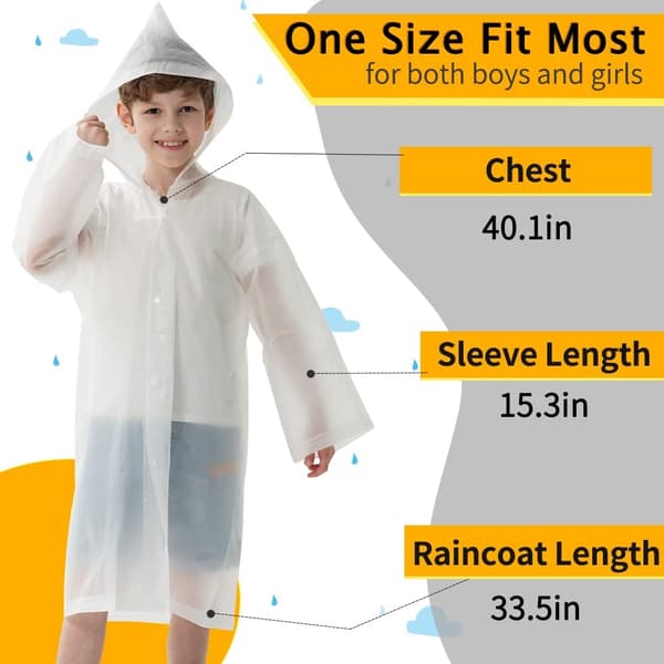 2-pack regnrockar för barn - återanvändbara regnponchos med huva och ärmar