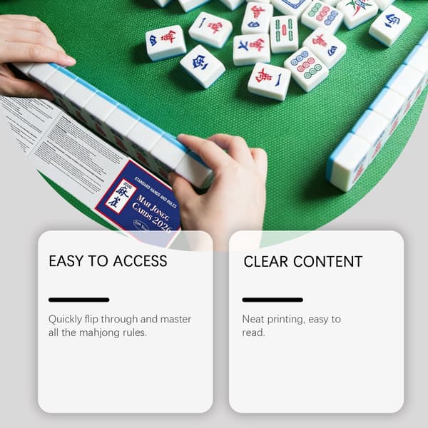 Mahjong spilleregelkort, bærbart papir mahjong spillguide tilbehørskort