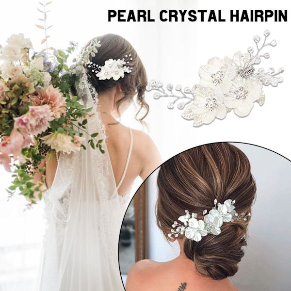 Kristall- och pärlblomma hårklämma för brud, från accessoire K8C L4K4