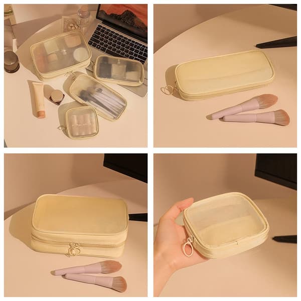 Dame Makeuptaske Mesh Rejseopbevaringstaske E7J0 White MB