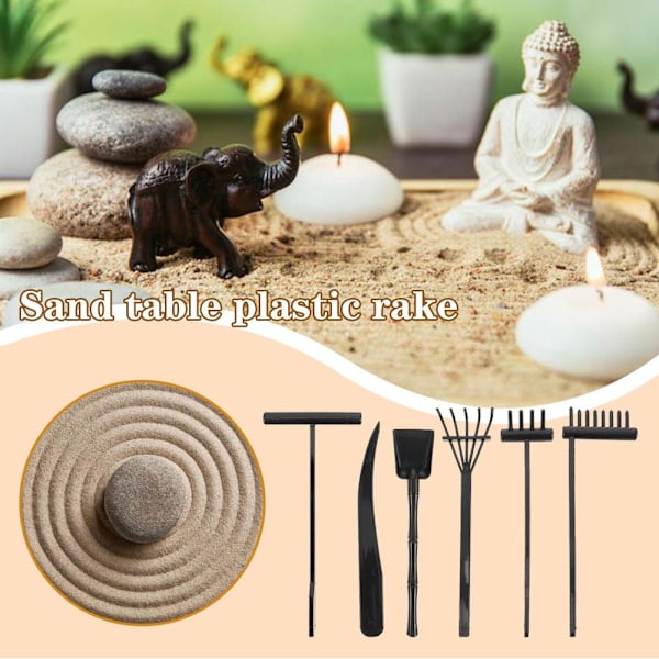 6-pack Mini Zen Garden Kit, Skrivbords Sandlåda Rake, Mini Zen Gar