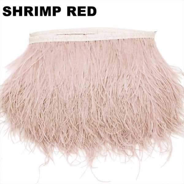 2 Yards Strutsfjädrar Sy Fringe Trim Ribbon Natural & Sof shrimp red One-size 2pcs