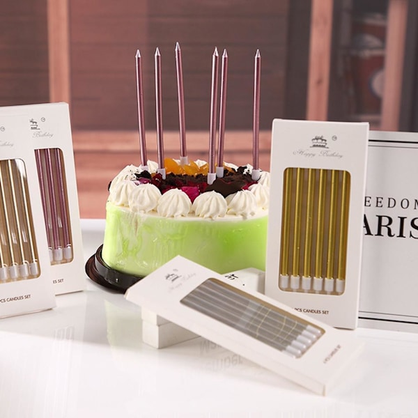 6 st Färgade Ljus Födelsedag Möhippa Bröllop Grattis Behöver Fest I1Q4 M3G3 W4T6 Rose Gold 6pcs