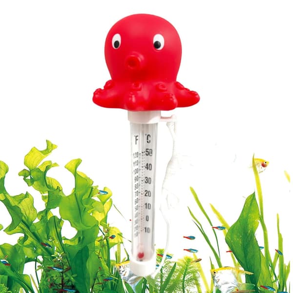Flydende pooltermometer - et sjovt, stort and-blæksprutteformet termometer