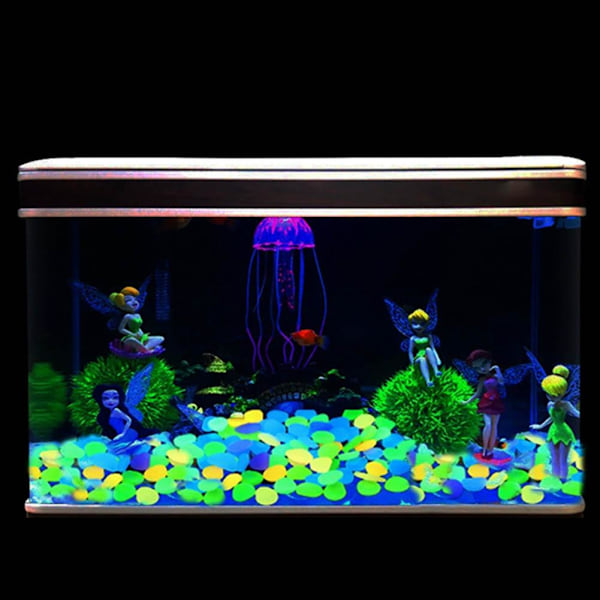 Glow-in-the-Dark Stenar, 50 st små Glow-in-the-Dark Stenar cyan E