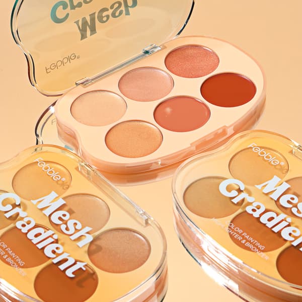 Høykvalitets seksfarget gradient highlighter og konturpalett FBC062