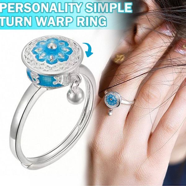 Silver Retro Ring Ångestlindringsring Justerbar Roterande G.V5 Ring Fidget X9S2