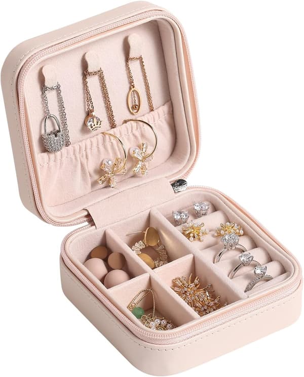 Bärbar Rese Mini Smyckeskrin - PU Läder Organizer