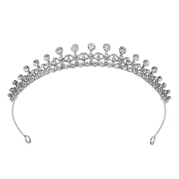 Tiara Bröllop Brud Huvudbonad för Rhinestone Crown Hårrings Silver One size