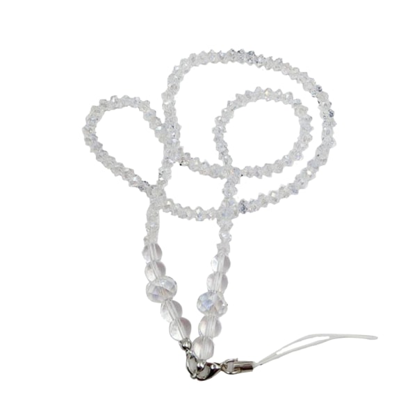 Bling Neck Crystal Bling Beads Lanyard Strap ID Namnskylt Nyckel C white one-size