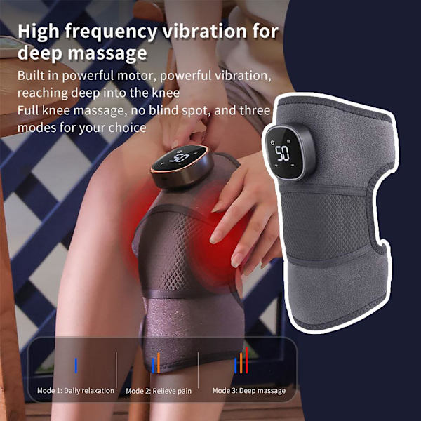 Elektrisk Uppvärmd Knäskydd Trippel Metod Massager, Avancerad Knäsmärtlindring б✨ F9E6