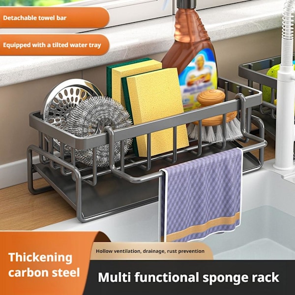 Diskhohållare Korg Avloppsställ Svamp Disktrasahållare Sto Gray 1pcs