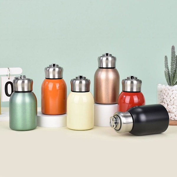 Mini Söt Vakuum Termosmugg Kompakt 304 Stål Rostfritt Med Portabel Stor Mage Design Vatten K6o4 Black onesize