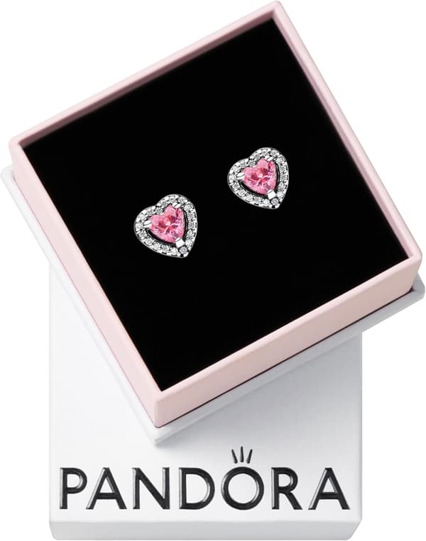 Pandora-Pandora Elevated rosa hjerteøredobber-Sterlingsølv-Med gaveeske