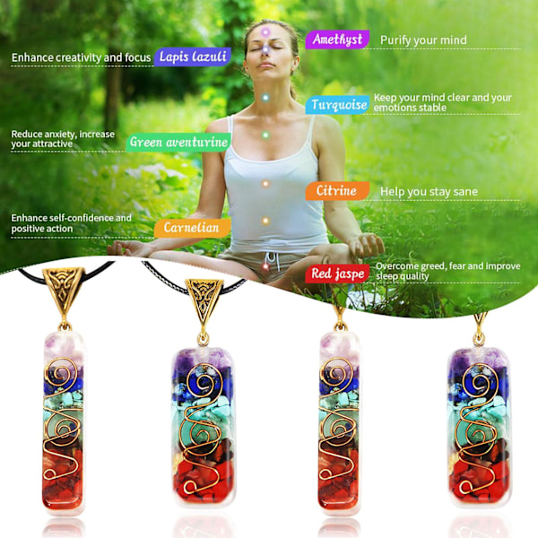 7 Chakra Reiki Healing Yoga Natursten Hänge Halsband Juvel B One-size