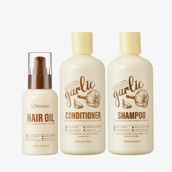 Valkosipulishampoo ja -hoitoainesetti hiustenhoitoon