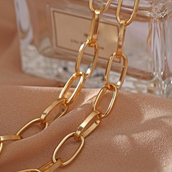 Kvinnor Pappersklämma Chunky Tjock Länk Kedja Halsband Choker S3 H Pläterad Guld FAS ■: gold One-size