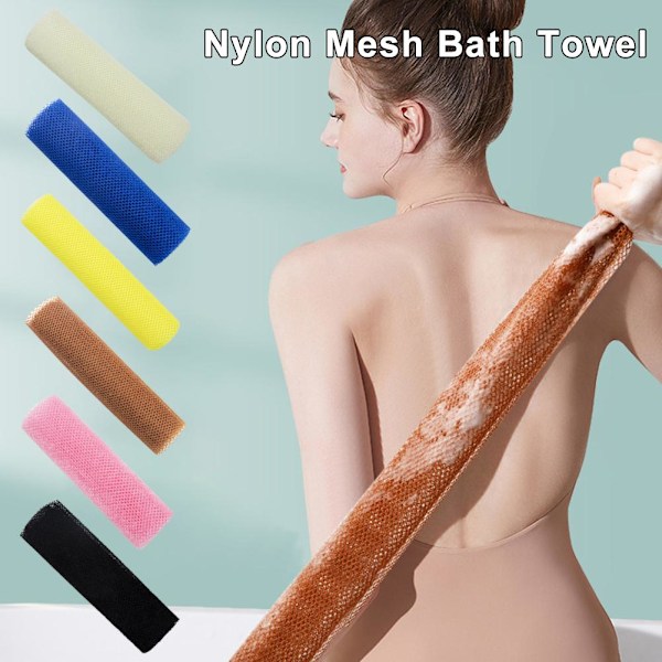 Nylonnät Exfolierande Badhandduk Dusch Torka Rygg Handduk 30*80cm coffee 1pcs