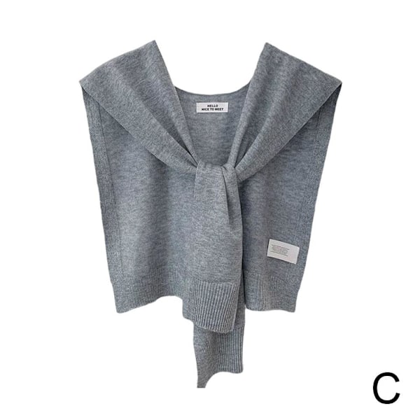 Koreansk Stickad Sjal Sommar Luftkonditionering Falsk Krage Hals Gu Gray One size