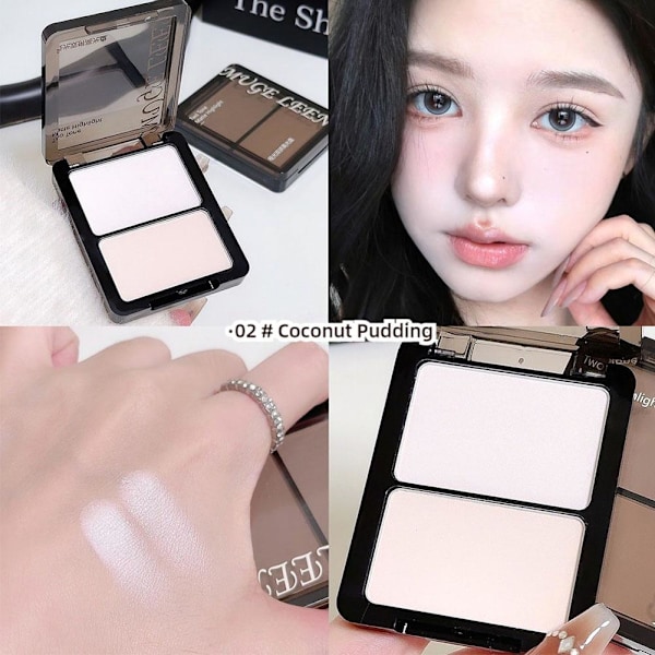 Matt Highlighter Dubbel Kombination för att Lysa Upp Näsan Skugga Puder 02# 7.4g