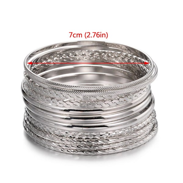 12 st/set Punk Kedjearmband Set för Kvinnor Boho Tjock Charm Armband Lot P A2W8 Silver One size
