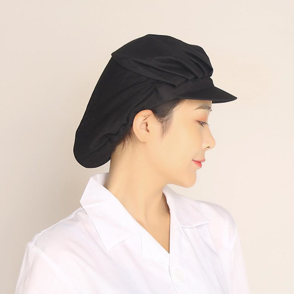 【I LAGER】Kock Servitör Mesh/Bomull Hatt Keps Restaurang Nät Verkstad Kök Black hat 55cm-62cm
