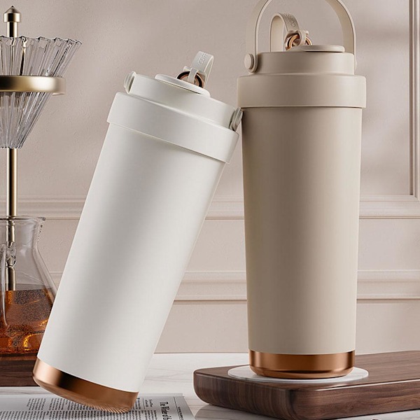 Dubbelväggig Keramisk Isolerad Mugg, Resemugg För Kalla Drycker coffee 750ml