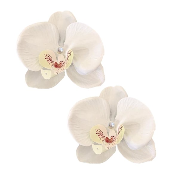 Fjärilsorkidé Pärlformad Hårklämma Orkidéblomma Hårklämma E 2pcs